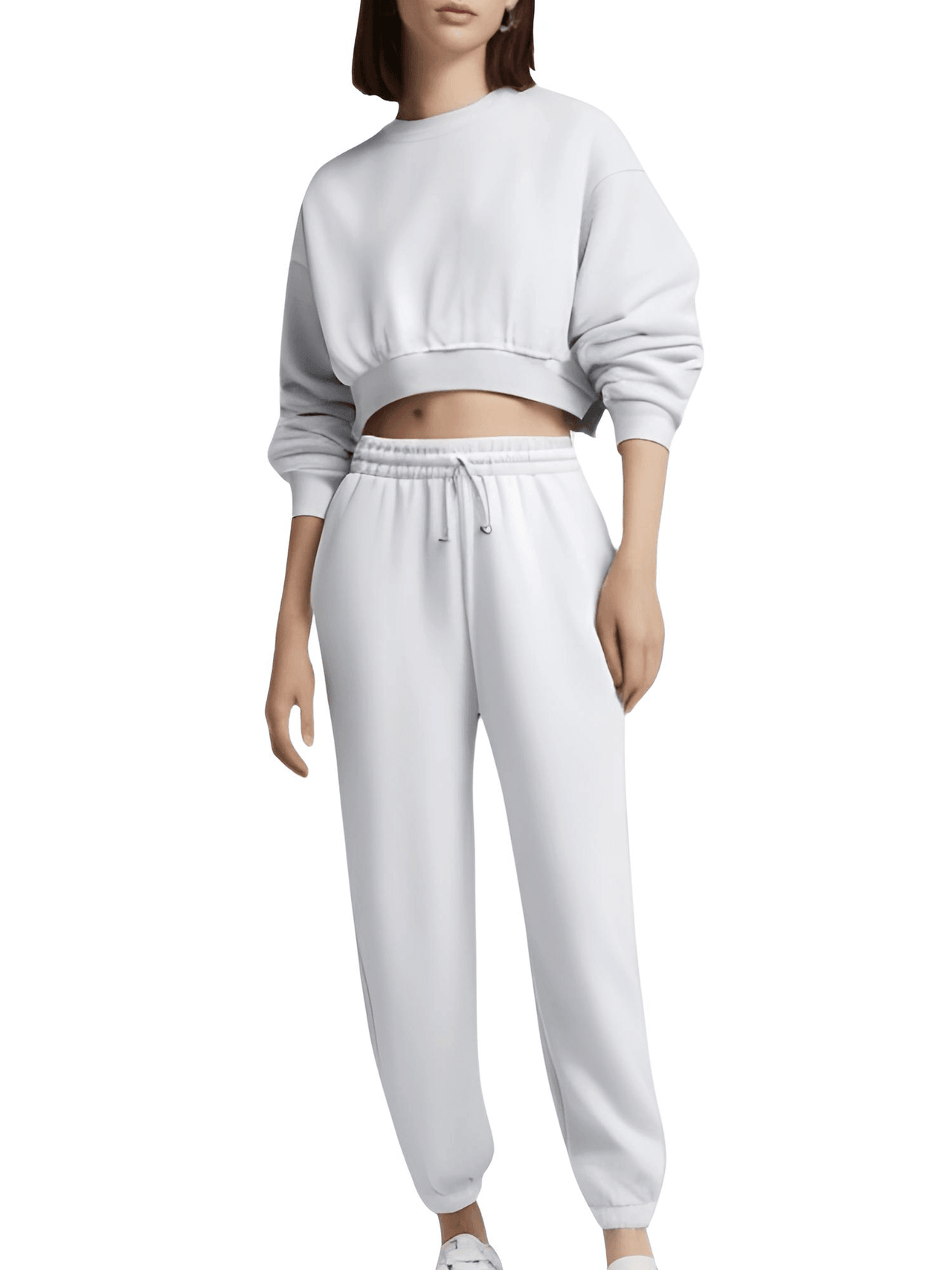 Women's Crop Sweatshirt & Sport Sweatpants Set -, Outfit Sets , Drestiny , Australia, Crop Tops, Green, Grey, Joggers, Light Yellow, New Zealand, Pant Sets, Sets, Sweatshirts, United Kingdom, United States , Drestiny , www.shopdrestiny.com