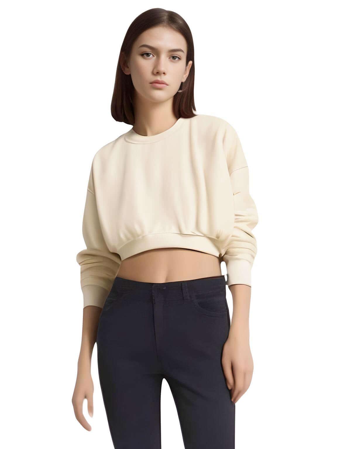 Women's Crop Sweatshirt & Sport Sweatpants Set -, Outfit Sets , Drestiny , Australia, Crop Tops, Green, Grey, Joggers, Light Yellow, New Zealand, Pant Sets, Sets, Sweatshirts, United Kingdom, United States , Drestiny , www.shopdrestiny.com