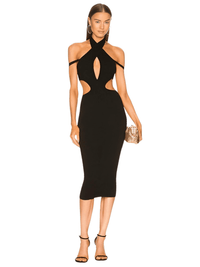 Thumbnail for Women's Cut Out Halter Midi Black Bandage Dress -, Dress , Drestiny , Australia, Black, Canada, FR, Knee Length Dresses, L, M, Midi Dresses, New Zealand, S, Sleeveless, Strapless, United Kingdom, United States, XL, XS , Drestiny , www.shopdrestiny.com