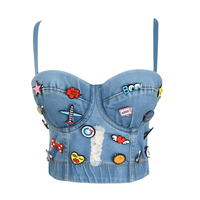 Thumbnail for Women's Denim Bustier Crop Tops - 13 Styles! -, Bustier , Drestiny , Australia, Black, Blue, Canada, Casual Shirts, Corsets, Crop Tops, FR, Gold, L, Light Blue, M, New Zealand, Pink, Red, S, Silver, Sleeveless, United Kingdom, United States, White, XL, XS , Drestiny , www.shopdrestiny.com