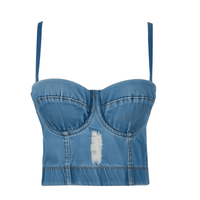 Thumbnail for Women's Denim Bustier Crop Tops -, Bustier , Drestiny , Australia, Black, Blue, Canada, Casual Shirts, Corsets, Crop Tops, FR, L, Light Blue, M, New Zealand, S, Sleeveless, United Kingdom, United States, XL, XS , Drestiny , www.shopdrestiny.com