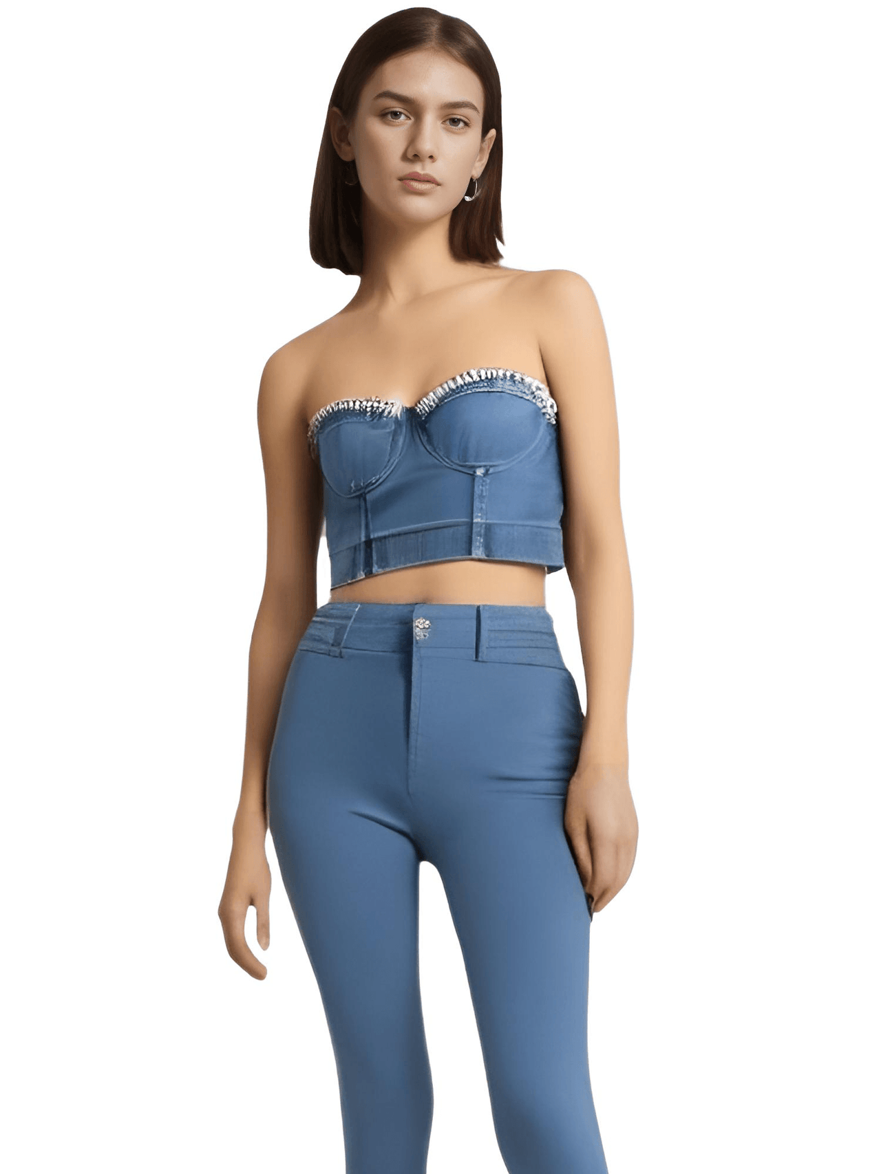 Women's Denim Bustier Crop Tops -, Bustier , Drestiny , Australia, Black, Blue, Canada, Casual Shirts, Corsets, Crop Tops, FR, L, Light Blue, M, New Zealand, S, Sleeveless, United Kingdom, United States, XL, XS , Drestiny , www.shopdrestiny.com