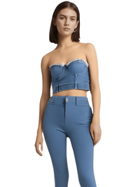 Thumbnail for Women's Denim Bustier Crop Tops -, Bustier , Drestiny , Australia, Black, Blue, Canada, Casual Shirts, Corsets, Crop Tops, FR, L, Light Blue, M, New Zealand, S, Sleeveless, United Kingdom, United States, XL, XS , Drestiny , www.shopdrestiny.com