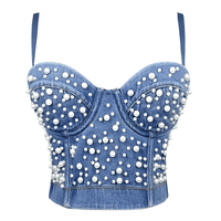 Thumbnail for Women's Denim Bustier Crop Tops -, Bustier , Drestiny , Australia, Black, Blue, Canada, Casual Shirts, Corsets, Crop Tops, FR, L, Light Blue, M, New Zealand, S, Sleeveless, United Kingdom, United States, XL, XS , Drestiny , www.shopdrestiny.com