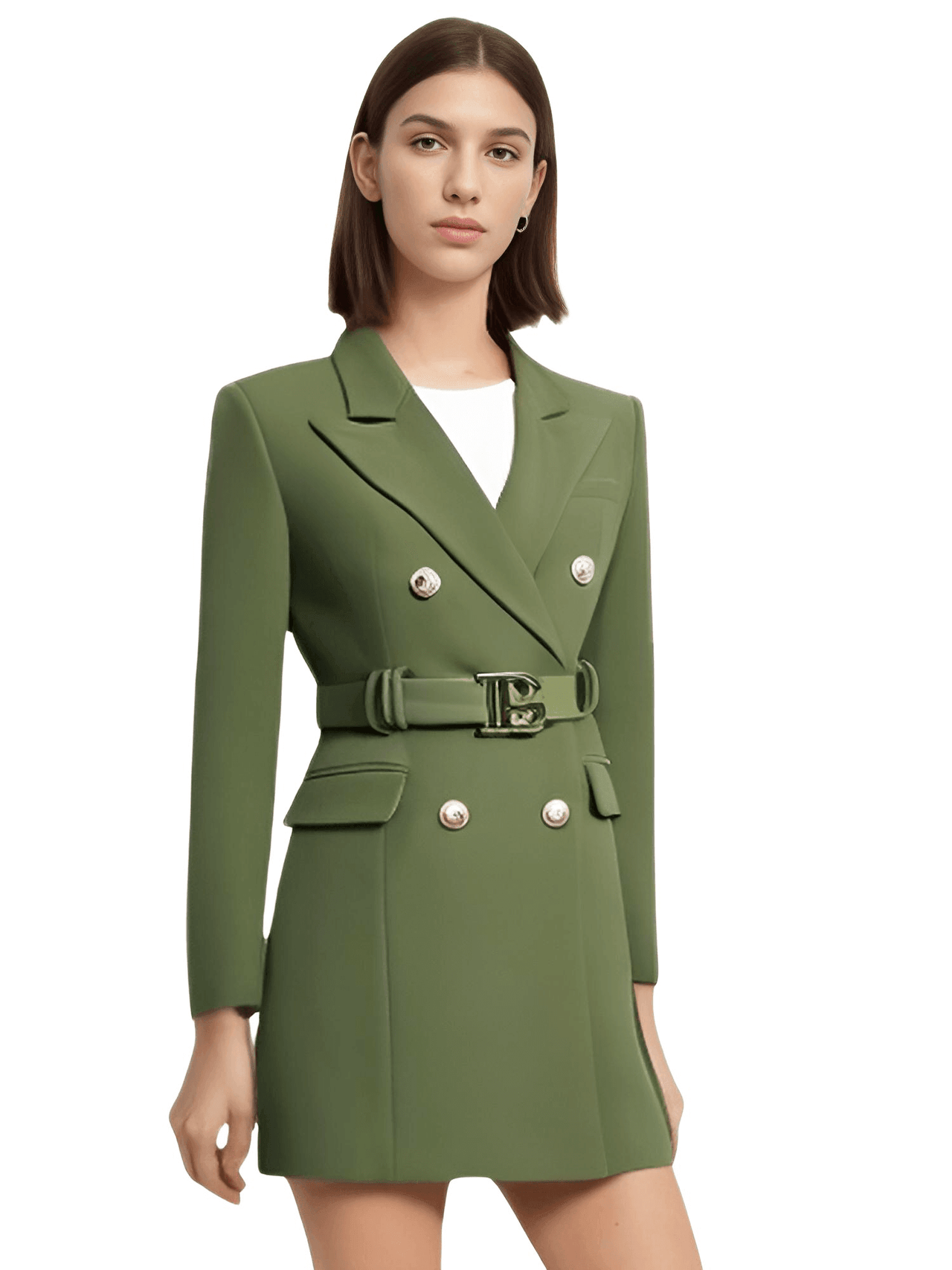 Women's Double Breasted Suit Dress With Belt - In 12 Colors! -, Dress , Drestiny , Australia, Black, Blue, Brown, Canada, Champagne, Dark Blue, Deep Pink, FR, Green, L, Long Sleeves, M, Mini Dresses, New Zealand, Olive Green, Pink, Purple, Red, S, United Kingdom, United States, White, XL, XXL, XXXL , Drestiny , www.shopdrestiny.com