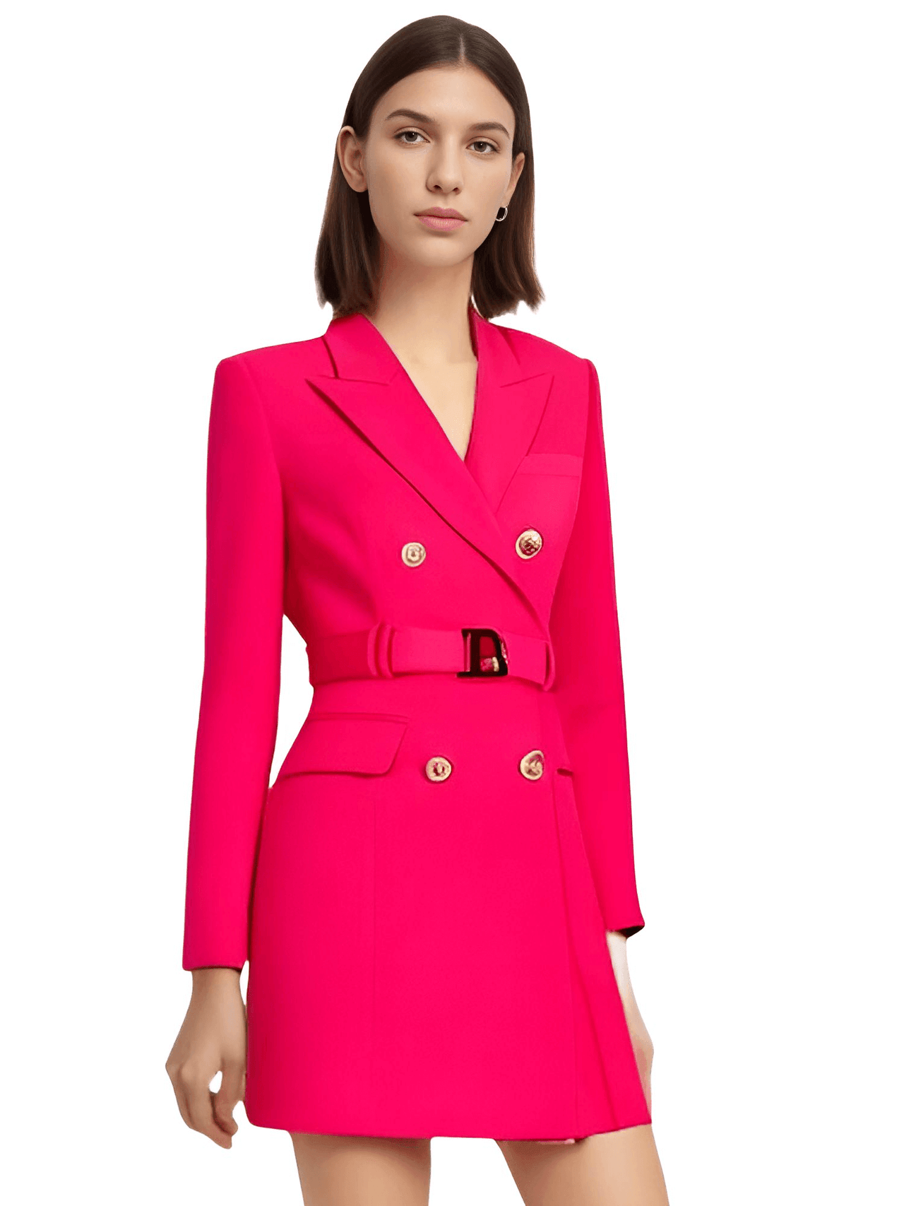 Women's Double Breasted Suit Dress With Belt - In 12 Colors! -, Dress , Drestiny , Australia, Black, Blue, Brown, Canada, Champagne, Dark Blue, Deep Pink, FR, Green, L, Long Sleeves, M, Mini Dresses, New Zealand, Olive Green, Pink, Purple, Red, S, United Kingdom, United States, White, XL, XXL, XXXL , Drestiny , www.shopdrestiny.com