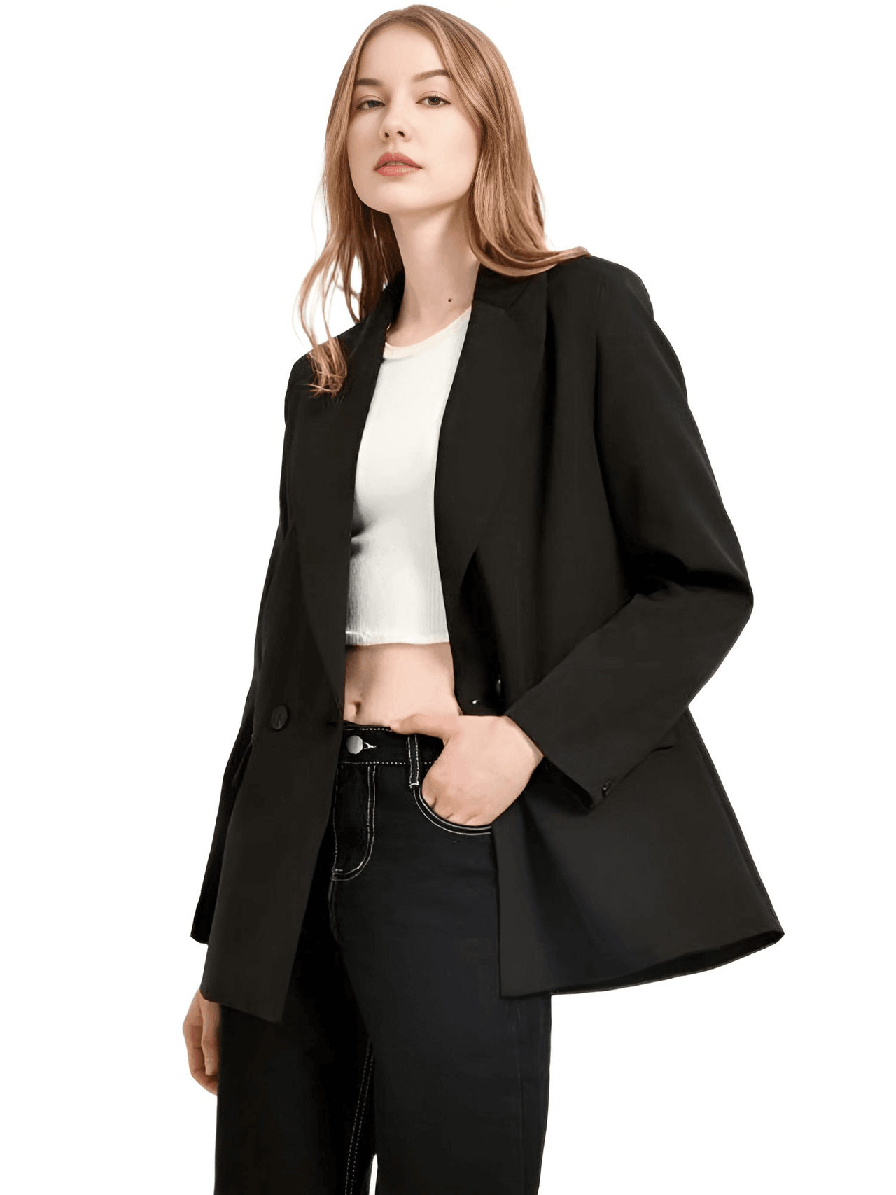 Women's Double Breasted Pocket Blazer -, Blazer , Drestiny , Australia, Black, Blazers, Blue, Brown, Chocolate, Dark Blue, Dark Khaki, Grey, Jackets, Khaki, L, Light Blue, M, New Zealand, Orange, Pale Green, Pink, Red, S, Teal, United Kingdom, United States , Drestiny , www.shopdrestiny.com