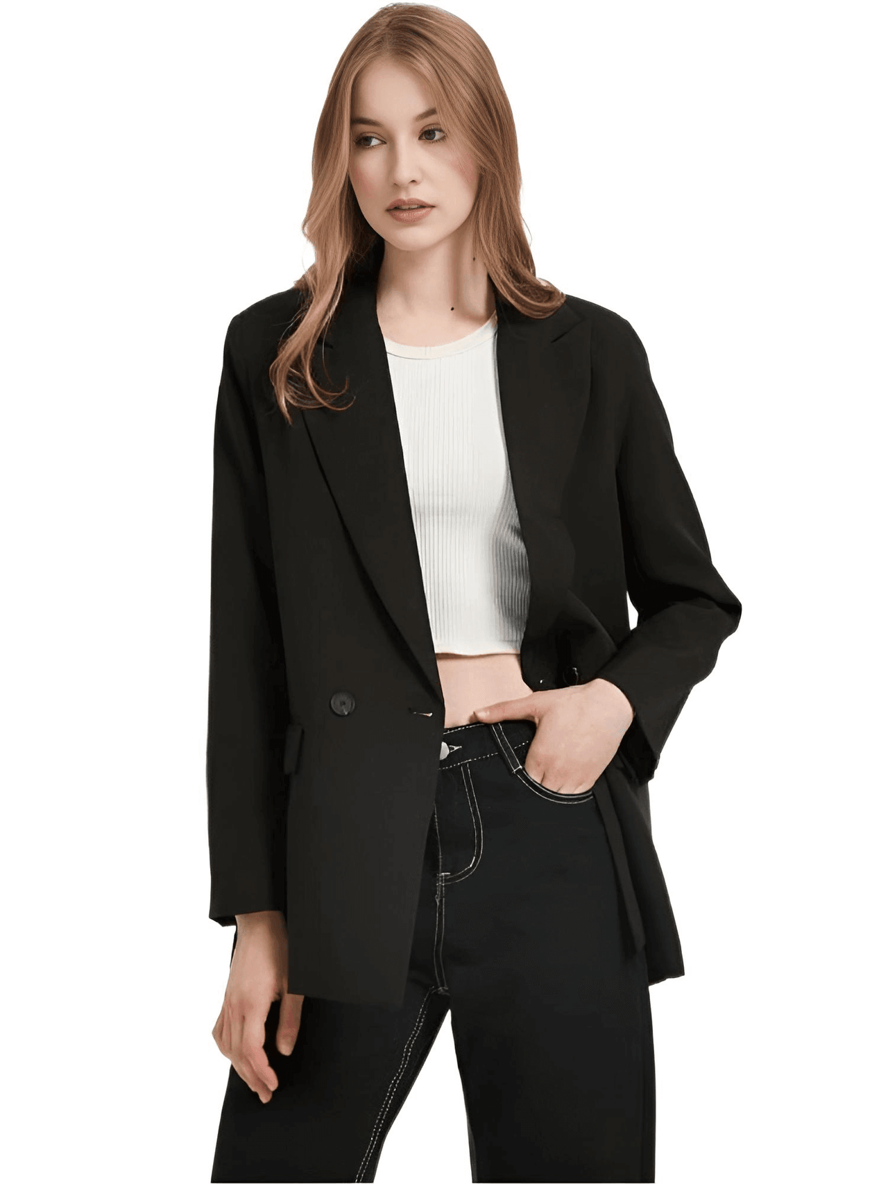 Women's Double Breasted Pocket Blazer -, Blazer , Drestiny , Australia, Black, Blazers, Blue, Brown, Chocolate, Dark Blue, Dark Khaki, Grey, Jackets, Khaki, L, Light Blue, M, New Zealand, Orange, Pale Green, Pink, Red, S, Teal, United Kingdom, United States , Drestiny , www.shopdrestiny.com