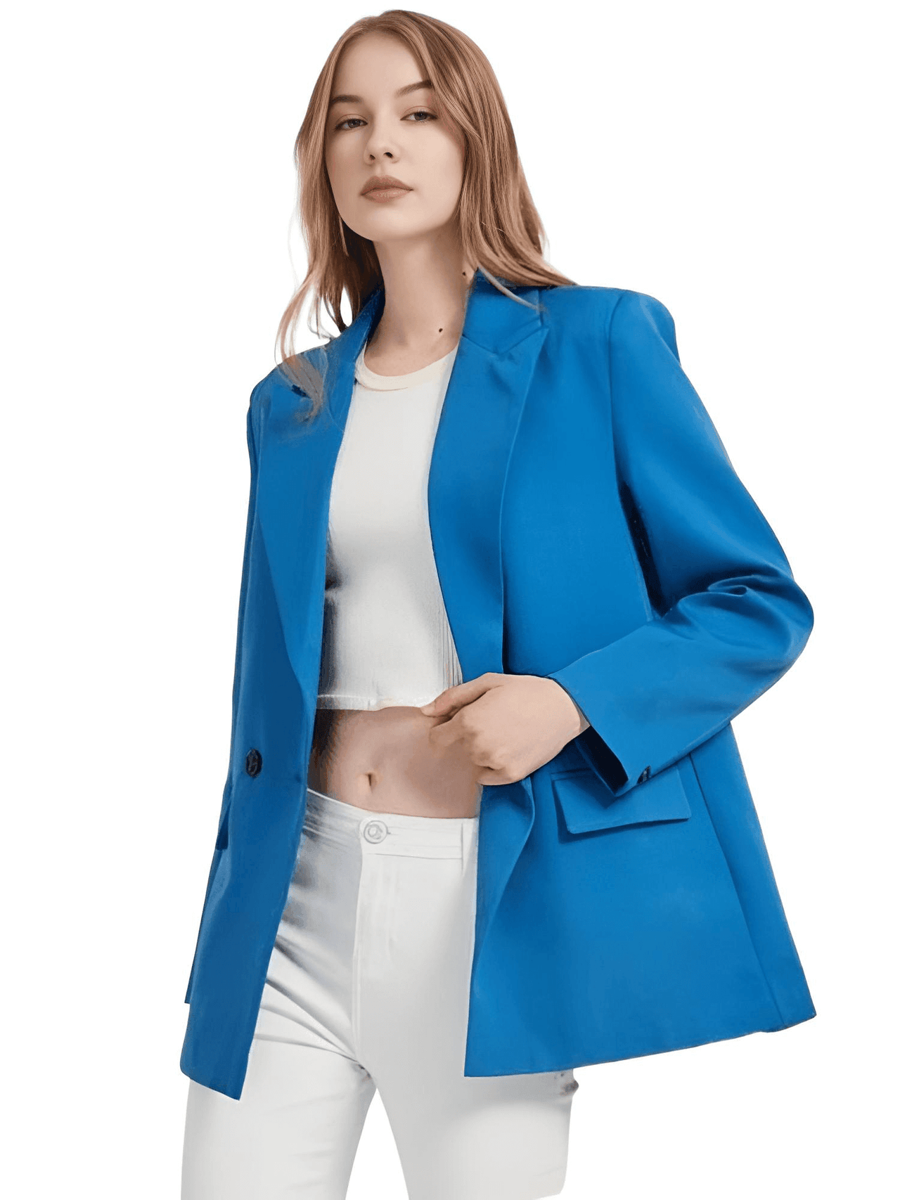 Women's Double Breasted Pocket Blazer -, Blazer , Drestiny , Australia, Black, Blazers, Blue, Brown, Chocolate, Dark Blue, Dark Khaki, Grey, Jackets, Khaki, L, Light Blue, M, New Zealand, Orange, Pale Green, Pink, Red, S, Teal, United Kingdom, United States , Drestiny , www.shopdrestiny.com