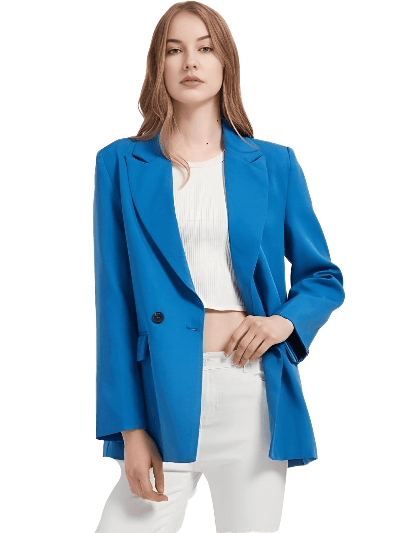 Women's Double Breasted Pocket Blazer -, Blazer , Drestiny , Australia, Black, Blazers, Blue, Brown, Chocolate, Dark Blue, Dark Khaki, Grey, Jackets, Khaki, L, Light Blue, M, New Zealand, Orange, Pale Green, Pink, Red, S, Teal, United Kingdom, United States , Drestiny , www.shopdrestiny.com