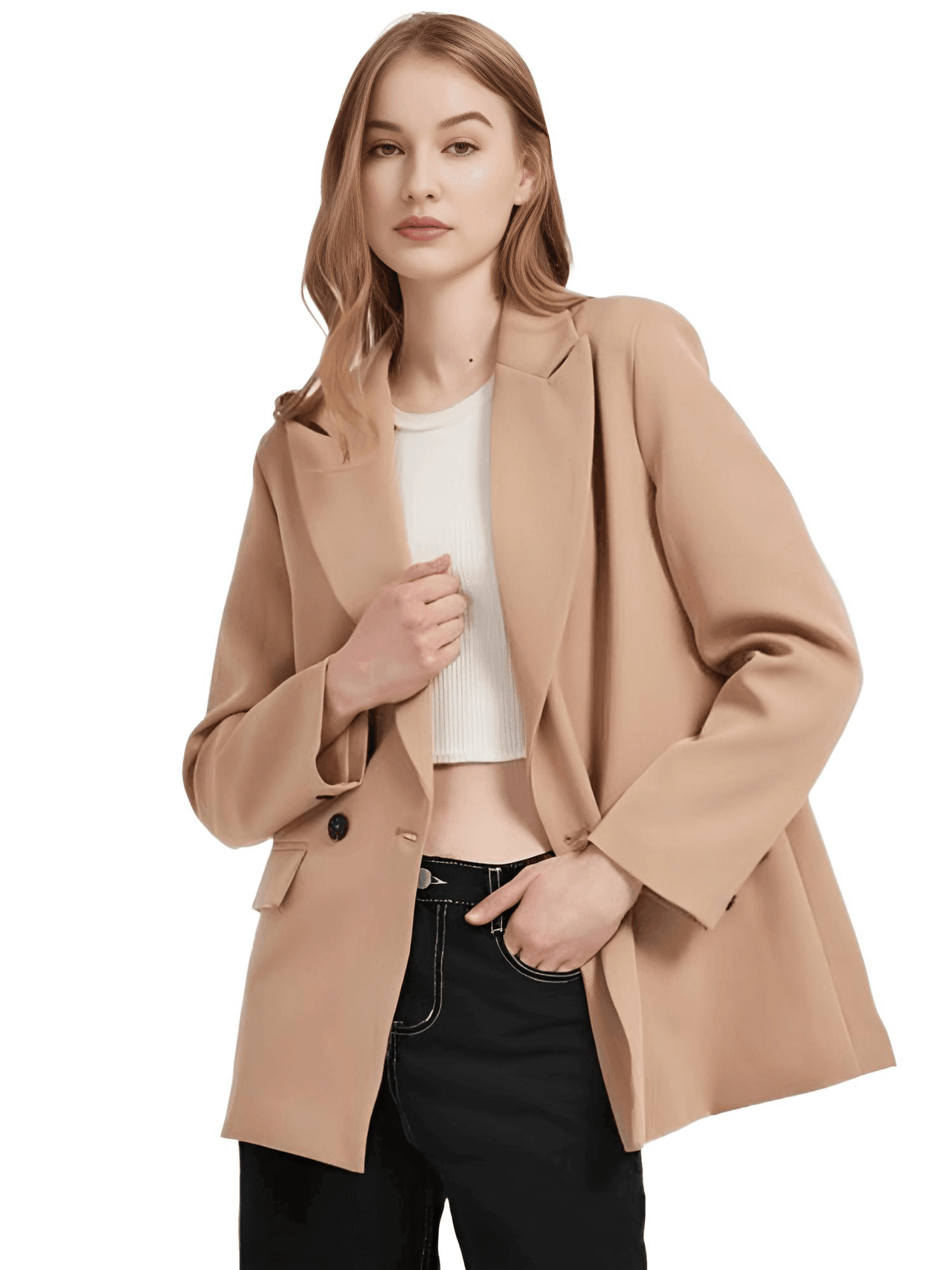 Women's Double Breasted Pocket Blazer -, Blazer , Drestiny , Australia, Black, Blazers, Blue, Brown, Chocolate, Dark Blue, Dark Khaki, Grey, Jackets, Khaki, L, Light Blue, M, New Zealand, Orange, Pale Green, Pink, Red, S, Teal, United Kingdom, United States , Drestiny , www.shopdrestiny.com