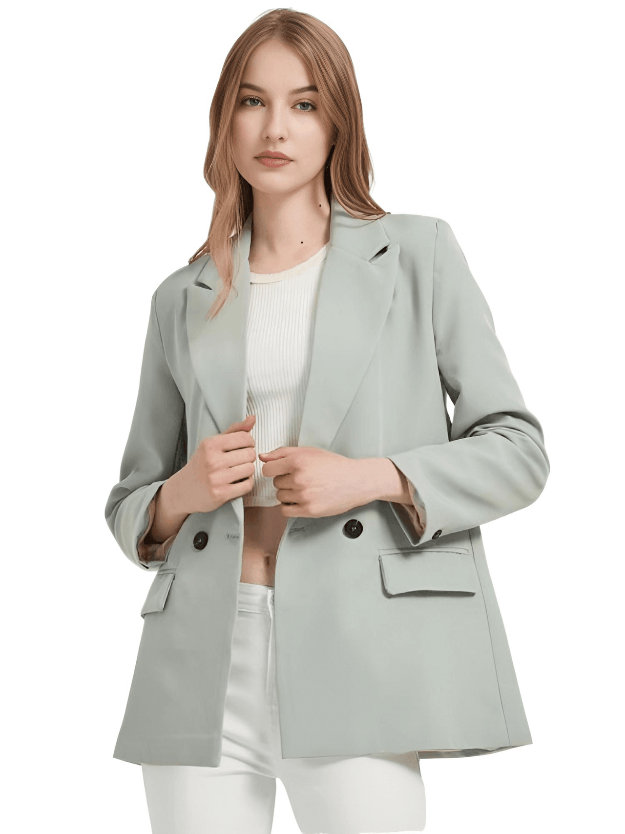 Women's Double Breasted Pocket Blazer -, Blazer , Drestiny , Australia, Black, Blazers, Blue, Brown, Chocolate, Dark Blue, Dark Khaki, Grey, Jackets, Khaki, L, Light Blue, M, New Zealand, Orange, Pale Green, Pink, Red, S, Teal, United Kingdom, United States , Drestiny , www.shopdrestiny.com