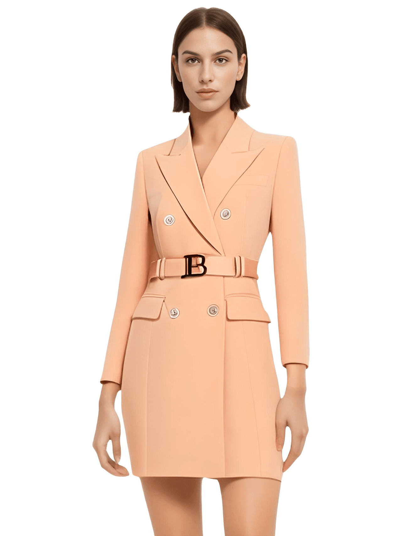 Women's Double Breasted Suit Dress With Belt - In 12 Colors! -, Dress , Drestiny , Australia, Black, Blue, Brown, Canada, Champagne, Dark Blue, Deep Pink, FR, Green, L, Long Sleeves, M, Mini Dresses, New Zealand, Olive Green, Pink, Purple, Red, S, United Kingdom, United States, White, XL, XXL, XXXL , Drestiny , www.shopdrestiny.com