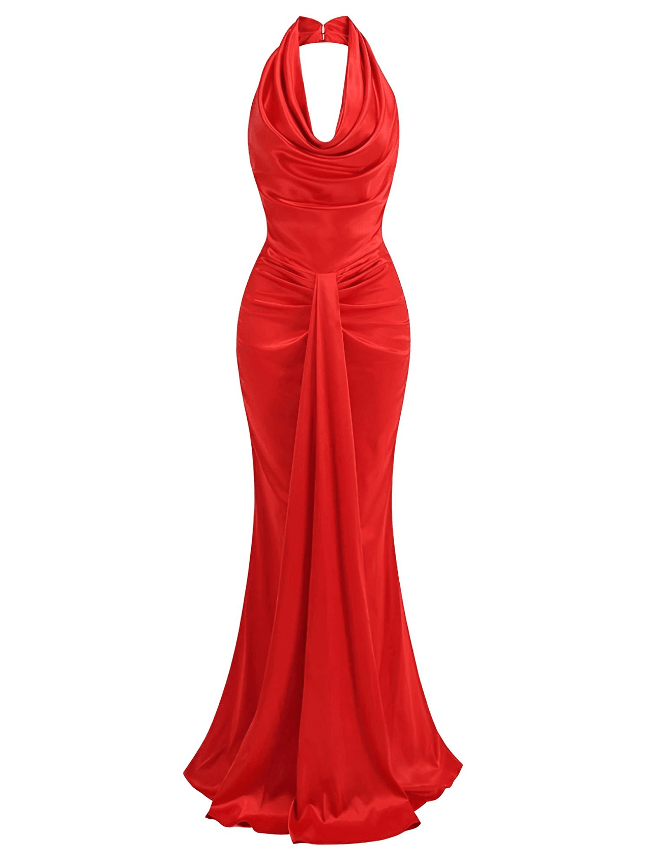 Women's Elegant Backless Halter Red Draped Maxi Long Bodycon Dress -, Dress , Drestiny , Australia, Canada, FR, L, M, Maxi Dresses, New Zealand, Red, S, Sleeveless, United Kingdom, United States, XS , Drestiny , www.shopdrestiny.com