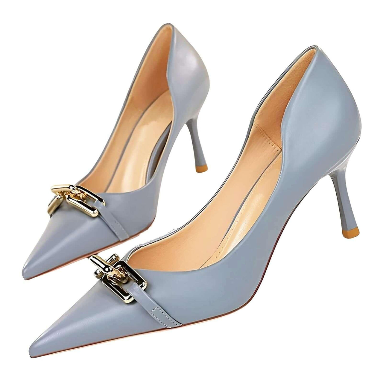 Women's Elegant Metal Design Kitten Heel Pumps -, Pumps , Drestiny , Apricot, Australia, Black, Blue, Blue Grey, Canada, Heels, New Zealand, Nude, Pumps, Red, United Kingdom, United States , Drestiny , www.shopdrestiny.com