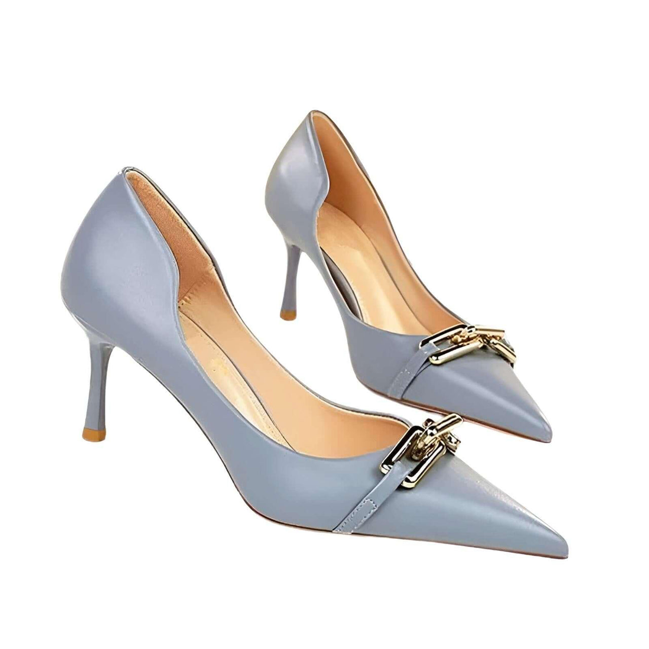 Women's Elegant Metal Design Kitten Heel Pumps -, Pumps , Drestiny , Apricot, Australia, Black, Blue, Blue Grey, Canada, Heels, New Zealand, Nude, Pumps, Red, United Kingdom, United States , Drestiny , www.shopdrestiny.com