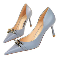 Thumbnail for Women's Elegant Metal Design Kitten Heel Pumps -, Pumps , Drestiny , Apricot, Australia, Black, Blue, Blue Grey, Canada, Heels, New Zealand, Nude, Pumps, Red, United Kingdom, United States , Drestiny , www.shopdrestiny.com