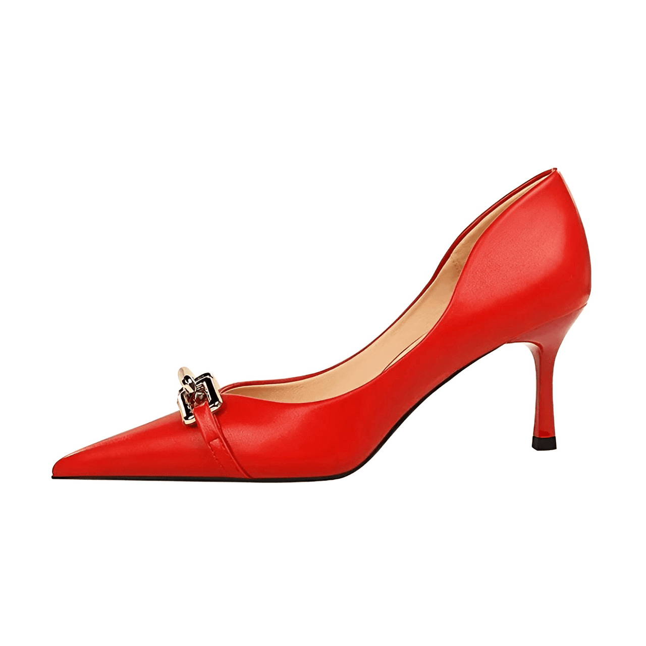 Women's Elegant Metal Design Kitten Heel Pumps -, Pumps , Drestiny , Apricot, Australia, Black, Blue, Blue Grey, Canada, Heels, New Zealand, Nude, Pumps, Red, United Kingdom, United States , Drestiny , www.shopdrestiny.com