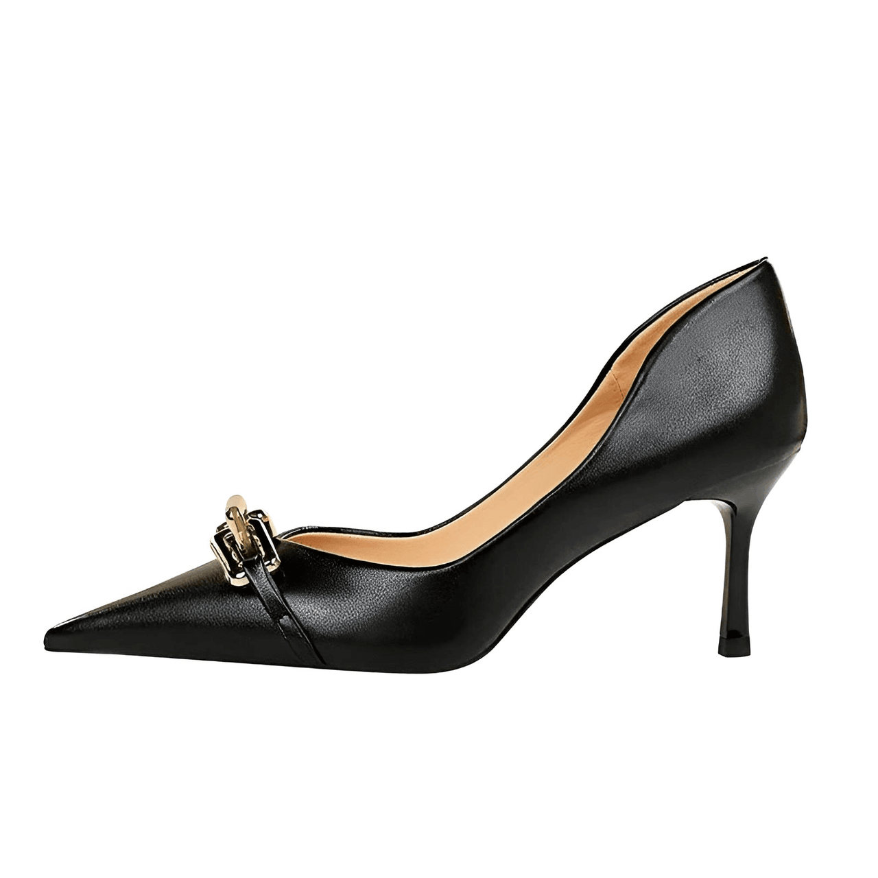 Women's Elegant Metal Design Kitten Heel Pumps -, Pumps , Drestiny , Apricot, Australia, Black, Blue, Blue Grey, Canada, Heels, New Zealand, Nude, Pumps, Red, United Kingdom, United States , Drestiny , www.shopdrestiny.com