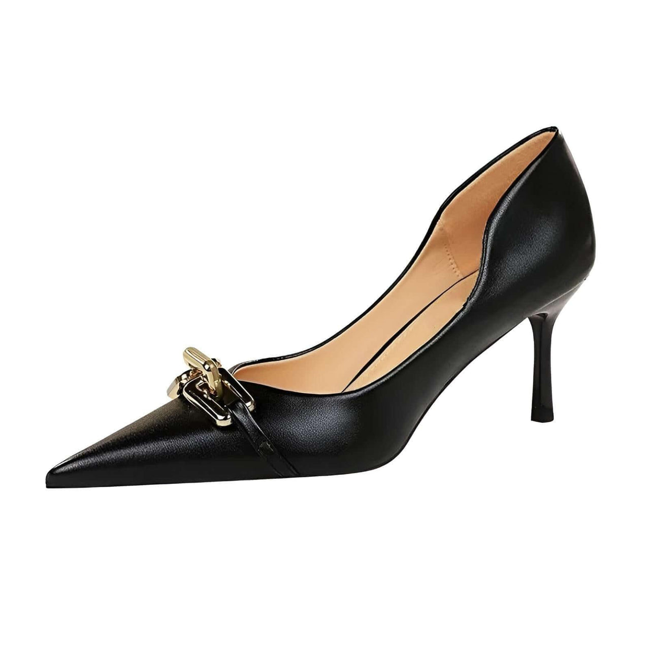 Women's Elegant Metal Design Kitten Heel Pumps -, Pumps , Drestiny , Apricot, Australia, Black, Blue, Blue Grey, Canada, Heels, New Zealand, Nude, Pumps, Red, United Kingdom, United States , Drestiny , www.shopdrestiny.com