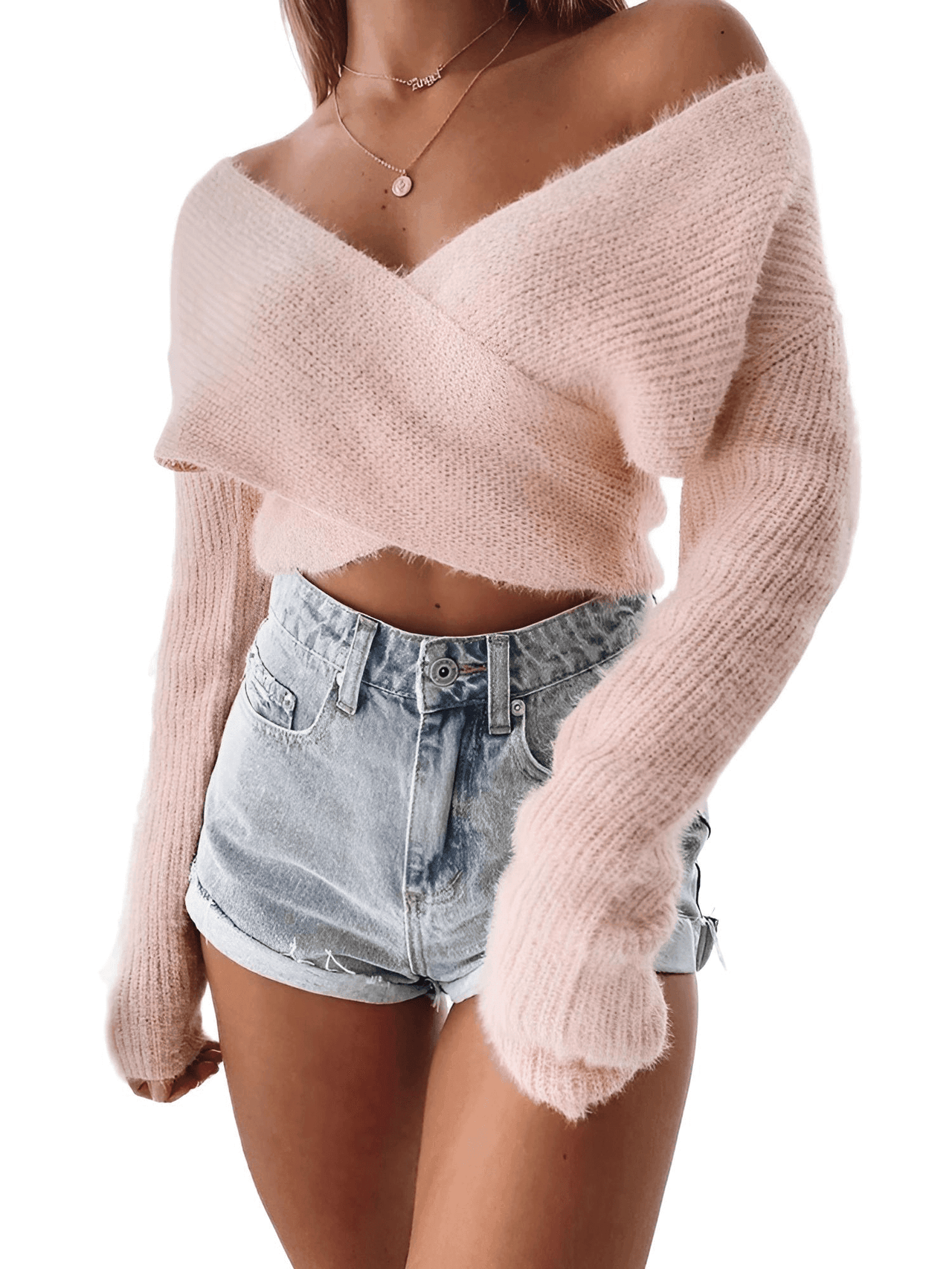 Stay cozy and stylish in the Women's Pink Fluffy Crop Sweater from Drestiny! Enjoy free shipping and let us cover the tax. Save up to 50% off now!