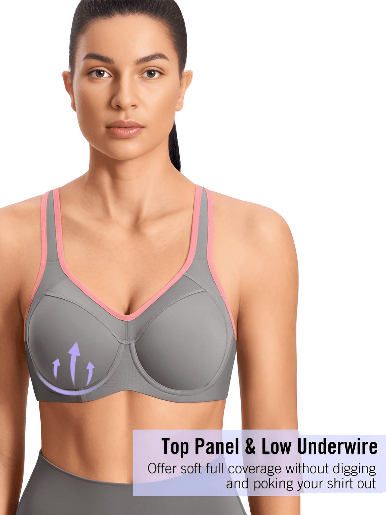 Women's Full Support High Impact Racer Back Lightly Lined Underwire Sports Bra - B-G Cup! -, Sports Bra , Drestiny , 32, 34, 36, 38, 40, 42, Australia, Black, Canada, Grey, New Zealand, Pink, Sports Bras, United Kingdom, United States, White , Drestiny , www.shopdrestiny.com