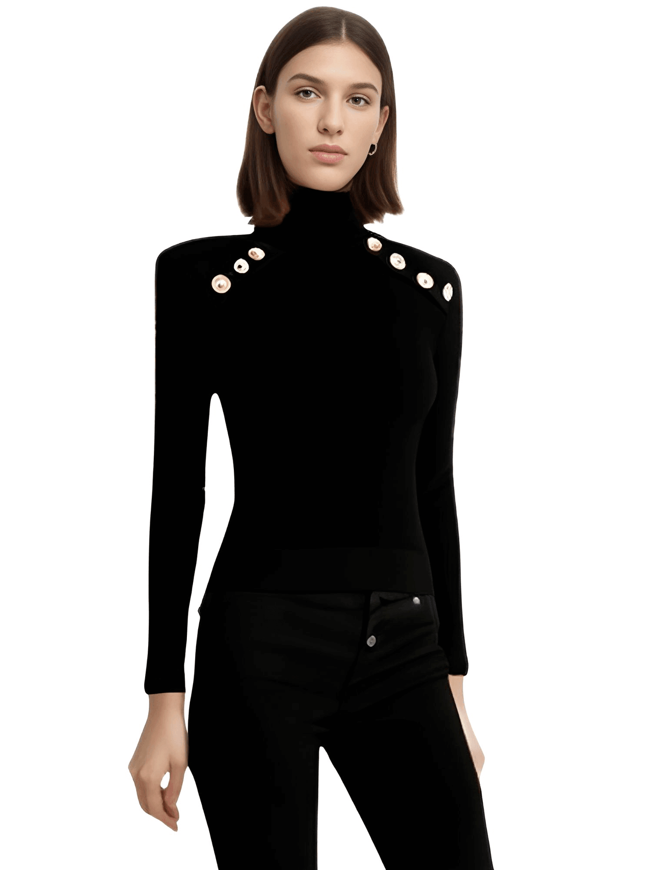 Women's High-End Turtleneck With Gold Buttons - In 8 Colors! -, Turtleneck Sweater , Drestiny , Australia, Black, Blue, Brown, Canada, Casual Shirts, Dark Olive Green, Deep Pink, Dress Shirts, FR, L, M, New Zealand, Pink, Pullovers, Red, S, Turtlenecks, United Kingdom, United States, White, XL , Drestiny , www.shopdrestiny.com