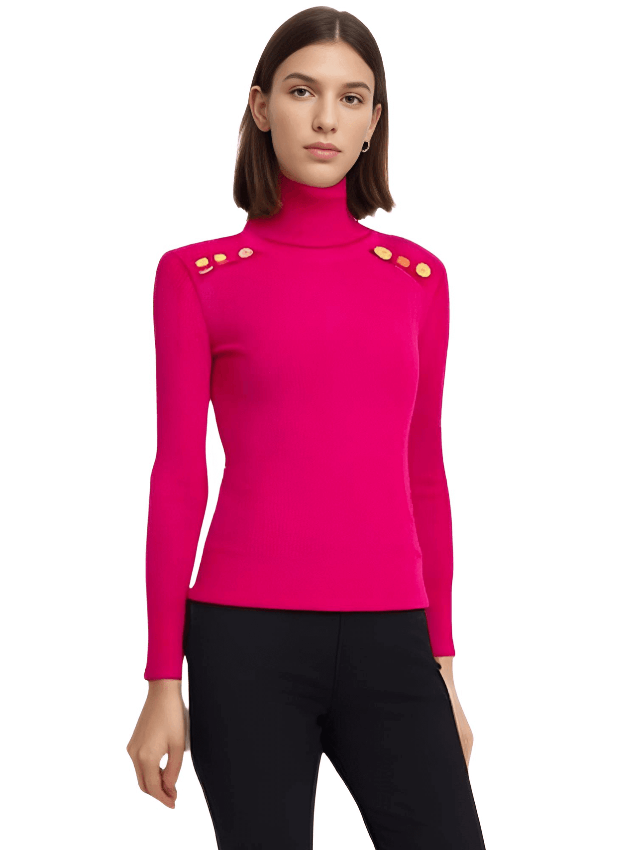 Women's High-End Turtleneck With Gold Buttons - In 8 Colors! -, Turtleneck Sweater , Drestiny , Australia, Black, Blue, Brown, Canada, Casual Shirts, Dark Olive Green, Deep Pink, Dress Shirts, FR, L, M, New Zealand, Pink, Pullovers, Red, S, Turtlenecks, United Kingdom, United States, White, XL , Drestiny , www.shopdrestiny.com