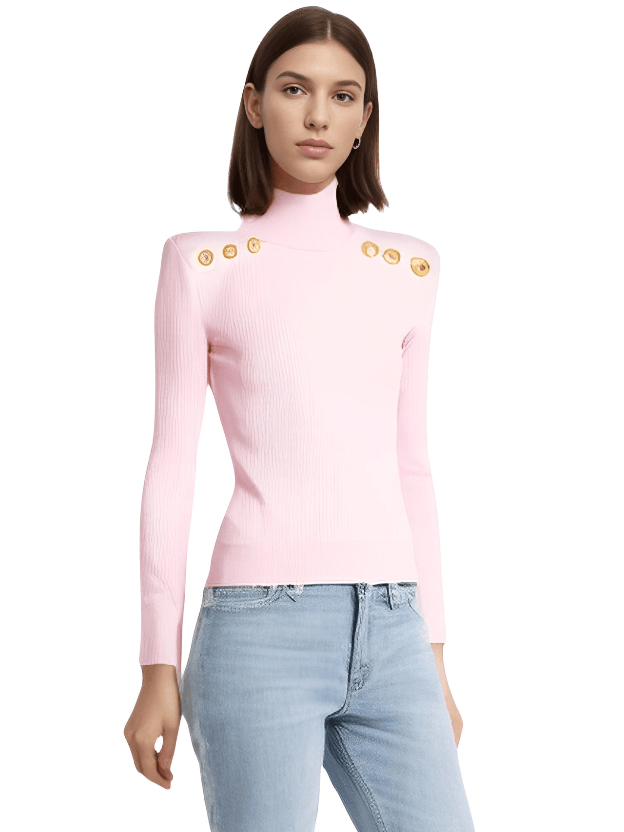 Women's High-End Turtleneck With Gold Buttons - In 8 Colors! -, Turtleneck Sweater , Drestiny , Australia, Black, Blue, Brown, Canada, Casual Shirts, Dark Olive Green, Deep Pink, Dress Shirts, FR, L, M, New Zealand, Pink, Pullovers, Red, S, Turtlenecks, United Kingdom, United States, White, XL , Drestiny , www.shopdrestiny.com