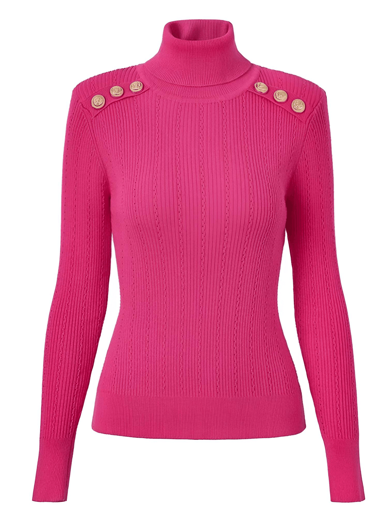 Women's High-End Turtleneck With Gold Buttons - In 8 Colors! -, Turtleneck Sweater , Drestiny , Australia, Black, Blue, Brown, Canada, Casual Shirts, Dark Olive Green, Deep Pink, Dress Shirts, FR, L, M, New Zealand, Pink, Pullovers, Red, S, Turtlenecks, United Kingdom, United States, White, XL , Drestiny , www.shopdrestiny.com