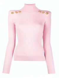 Thumbnail for Women's High-End Turtleneck With Gold Buttons - In 8 Colors! -, Turtleneck Sweater , Drestiny , Australia, Black, Blue, Brown, Canada, Casual Shirts, Dark Olive Green, Deep Pink, Dress Shirts, FR, L, M, New Zealand, Pink, Pullovers, Red, S, Turtlenecks, United Kingdom, United States, White, XL , Drestiny , www.shopdrestiny.com