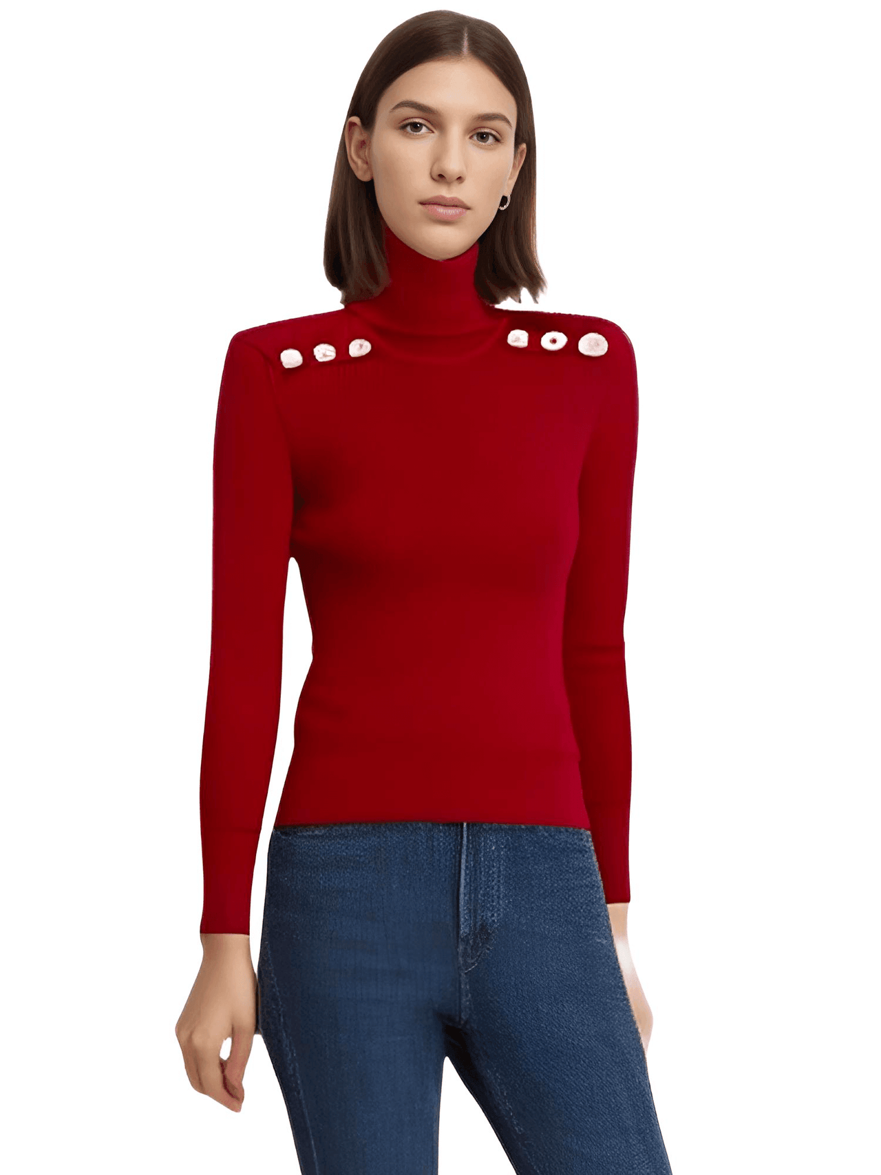 Women's High-End Turtleneck With Gold Buttons - In 8 Colors! -, Turtleneck Sweater , Drestiny , Australia, Black, Blue, Brown, Canada, Casual Shirts, Dark Olive Green, Deep Pink, Dress Shirts, FR, L, M, New Zealand, Pink, Pullovers, Red, S, Turtlenecks, United Kingdom, United States, White, XL , Drestiny , www.shopdrestiny.com