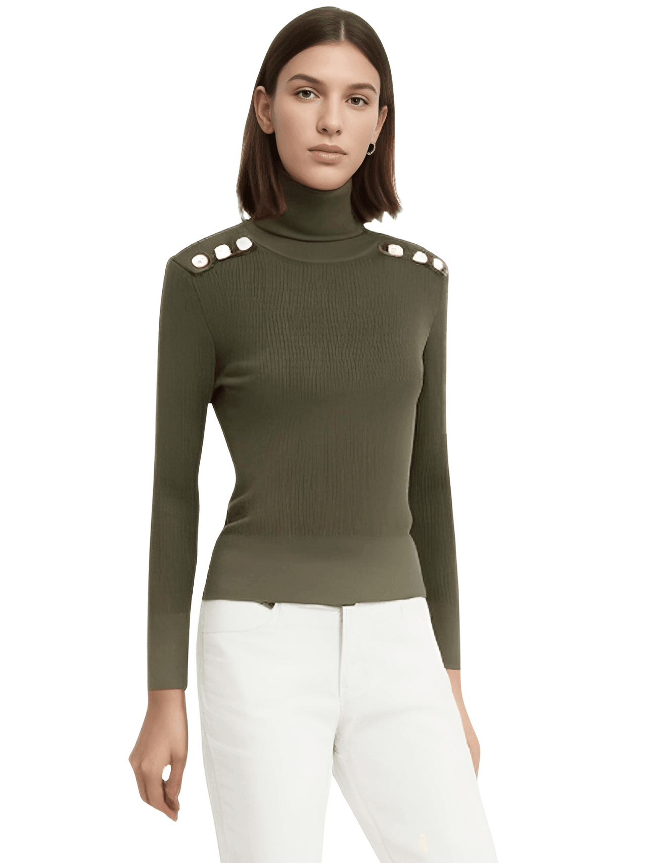 Women's High-End Turtleneck With Gold Buttons - In 8 Colors! -, Turtleneck Sweater , Drestiny , Australia, Black, Blue, Brown, Canada, Casual Shirts, Dark Olive Green, Deep Pink, Dress Shirts, FR, L, M, New Zealand, Pink, Pullovers, Red, S, Turtlenecks, United Kingdom, United States, White, XL , Drestiny , www.shopdrestiny.com