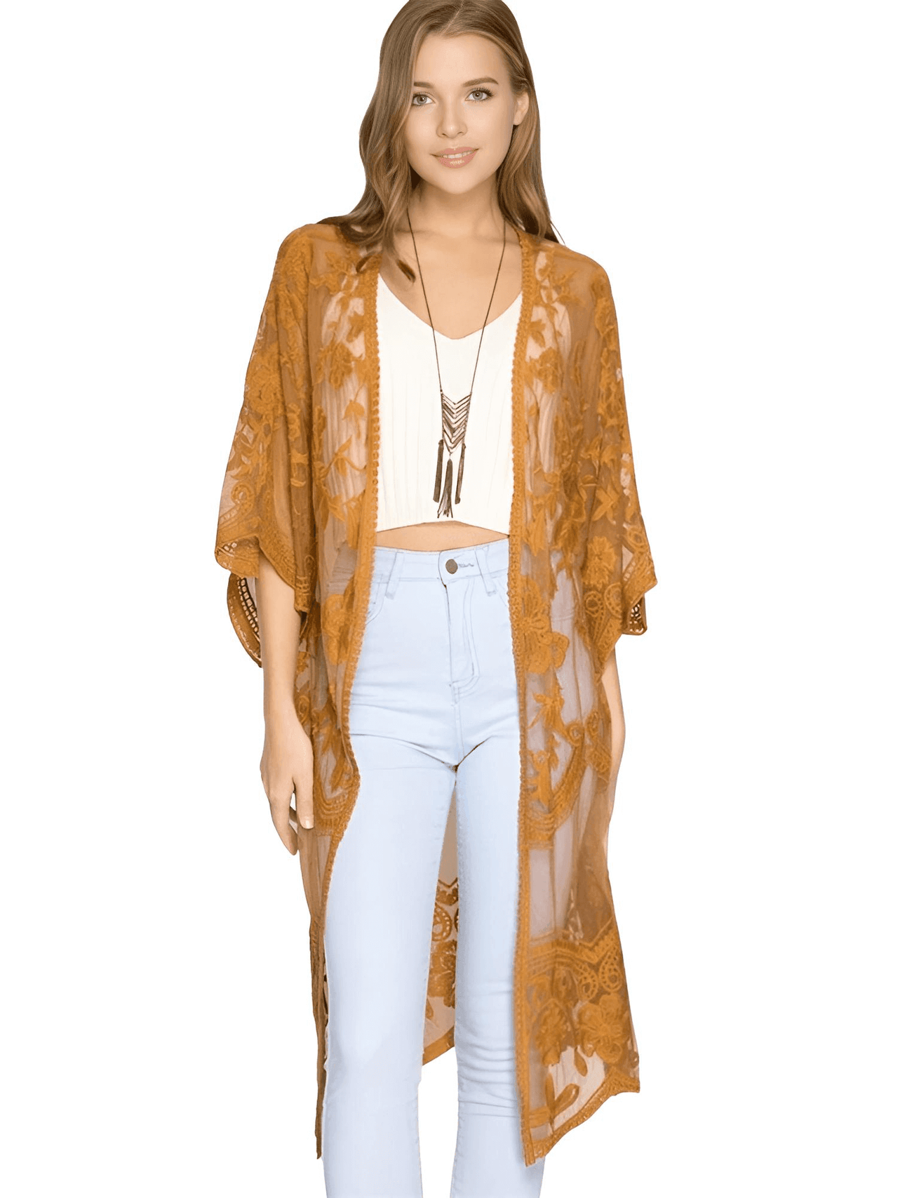 Women's Lace Kimono Top -, Cardigan , Drestiny , Australia, Black, Blouses, Brown, Canada, Dark Blue, Dark Olive Green, Dark Red, Dress Shirts, Gold, Light Blue, New Zealand, Pink, Sienna, United Kingdom, United States, White, Wine Red , Drestiny , www.shopdrestiny.com