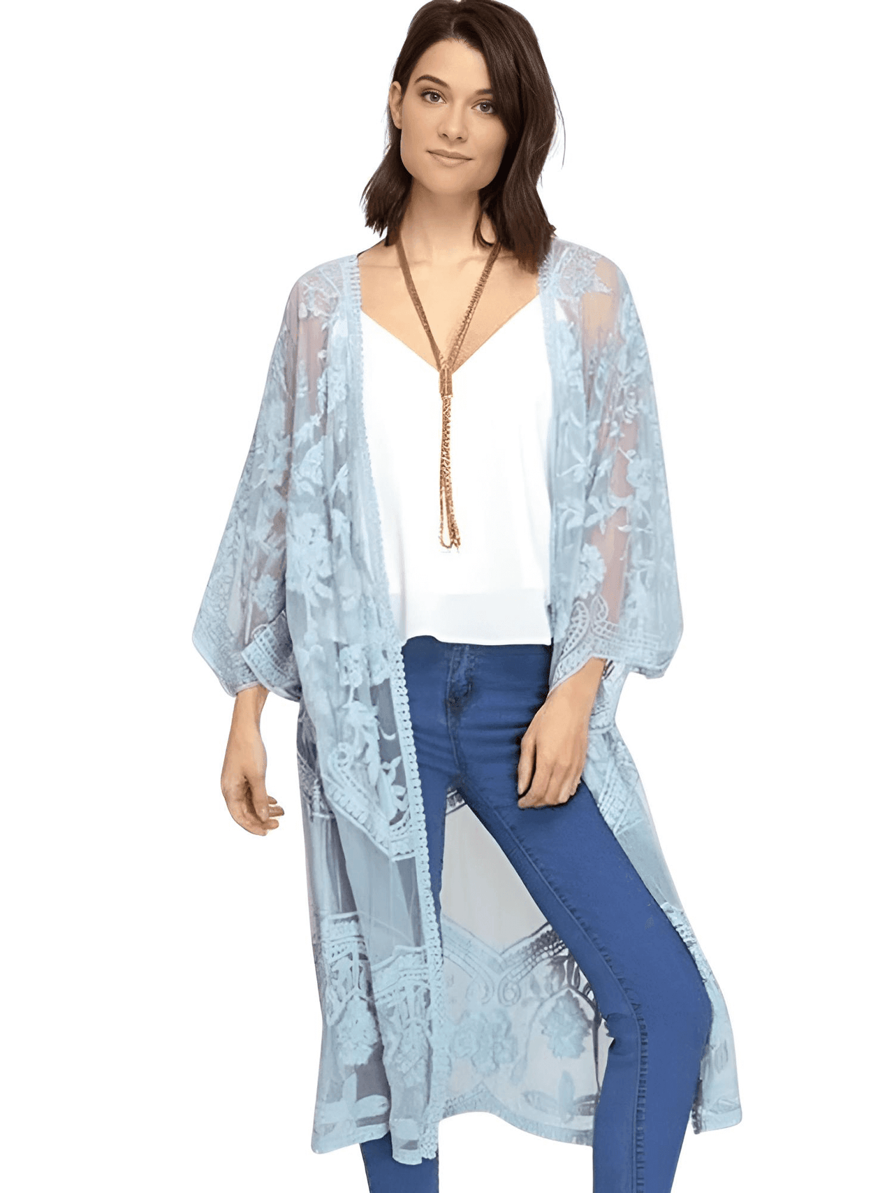 Women's Lace Kimono Top -, Cardigan , Drestiny , Australia, Black, Blouses, Brown, Canada, Dark Blue, Dark Olive Green, Dark Red, Dress Shirts, Gold, Light Blue, New Zealand, Pink, Sienna, United Kingdom, United States, White, Wine Red , Drestiny , www.shopdrestiny.com