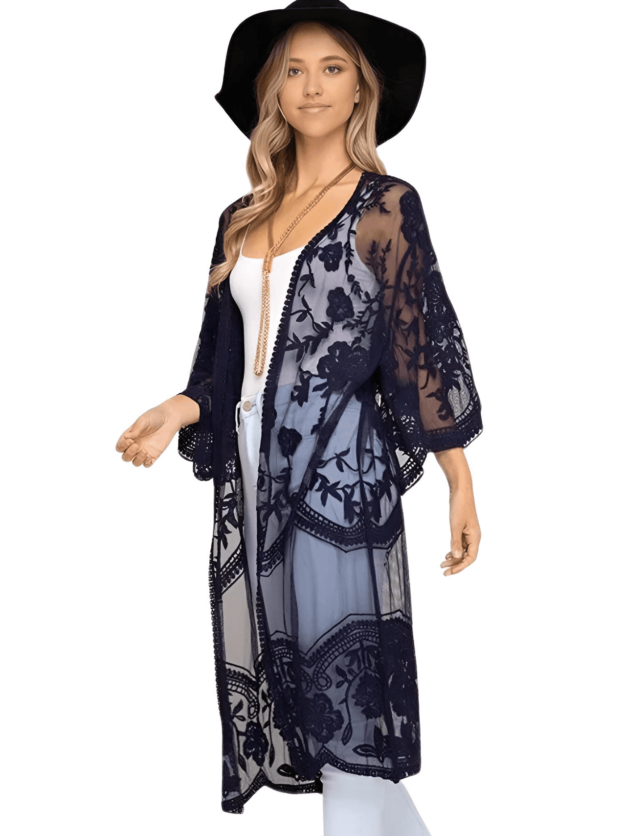 Women's Lace Kimono Top -, Cardigan , Drestiny , Australia, Black, Blouses, Brown, Canada, Dark Blue, Dark Olive Green, Dark Red, Dress Shirts, Gold, Light Blue, New Zealand, Pink, Sienna, United Kingdom, United States, White, Wine Red , Drestiny , www.shopdrestiny.com