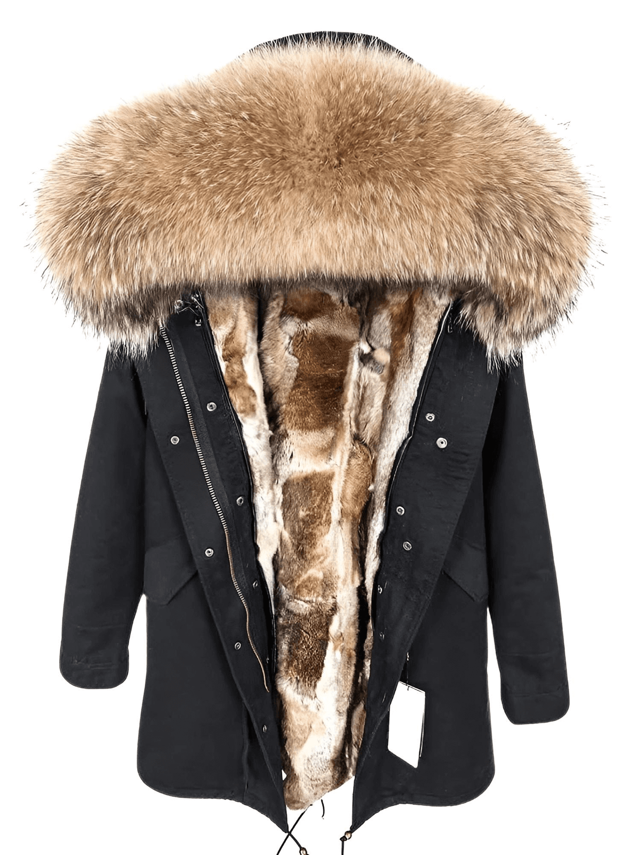 Women's Long Rabbit Fur Parka Real Fur Lining & Real Fox Fur Collar -, Coats , Drestiny , Army Green, Australia, Black, Blue Grey, Brown, Canada, Coats, Deep Pink, Grey, L, M, New Zealand, S, Silver, United Kingdom, United States, White, XL, XXL , Drestiny , www.shopdrestiny.com