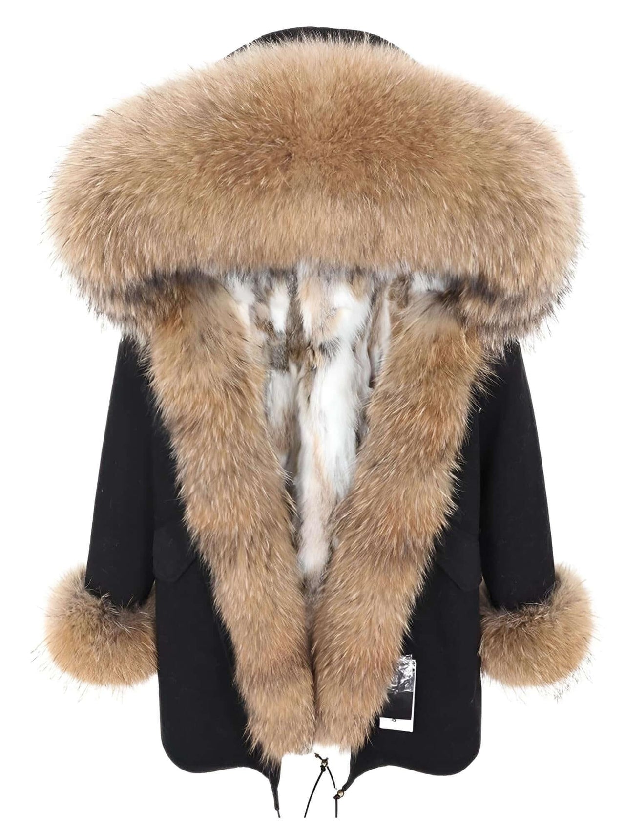 Women's Long Rabbit Fur Parka Real Fur Lining & Real Fox Fur Collar -, Coats , Drestiny , Army Green, Australia, Black, Blue Grey, Brown, Canada, Coats, Deep Pink, Grey, L, M, New Zealand, S, Silver, United Kingdom, United States, White, XL, XXL , Drestiny , www.shopdrestiny.com