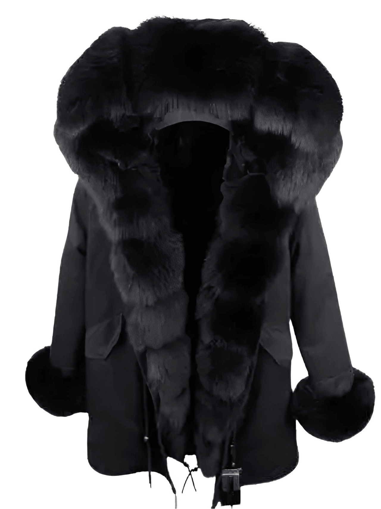 Women's Long Rabbit Fur Parka Real Fur Lining & Real Fox Fur Collar -, Coats , Drestiny , Army Green, Australia, Black, Blue Grey, Brown, Canada, Coats, Deep Pink, Grey, L, M, New Zealand, S, Silver, United Kingdom, United States, White, XL, XXL , Drestiny , www.shopdrestiny.com