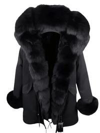 Thumbnail for Women's Long Rabbit Fur Parka Real Fur Lining & Real Fox Fur Collar -, Coats , Drestiny , Army Green, Australia, Black, Blue Grey, Brown, Canada, Coats, Deep Pink, Grey, L, M, New Zealand, S, Silver, United Kingdom, United States, White, XL, XXL , Drestiny , www.shopdrestiny.com