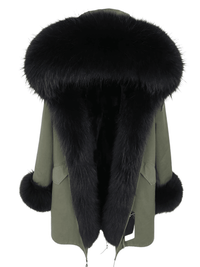 Thumbnail for Women's Long Rabbit Fur Parka Real Fur Lining & Real Fox Fur Collar -, Coats , Drestiny , Army Green, Australia, Black, Blue Grey, Brown, Canada, Coats, Deep Pink, Grey, L, M, New Zealand, S, Silver, United Kingdom, United States, White, XL, XXL , Drestiny , www.shopdrestiny.com