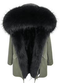 Thumbnail for Women's Long Rabbit Fur Parka Real Fur Lining & Real Fox Fur Collar -, Coats , Drestiny , Army Green, Australia, Black, Blue Grey, Brown, Canada, Coats, Deep Pink, Grey, L, M, New Zealand, S, Silver, United Kingdom, United States, White, XL, XXL , Drestiny , www.shopdrestiny.com