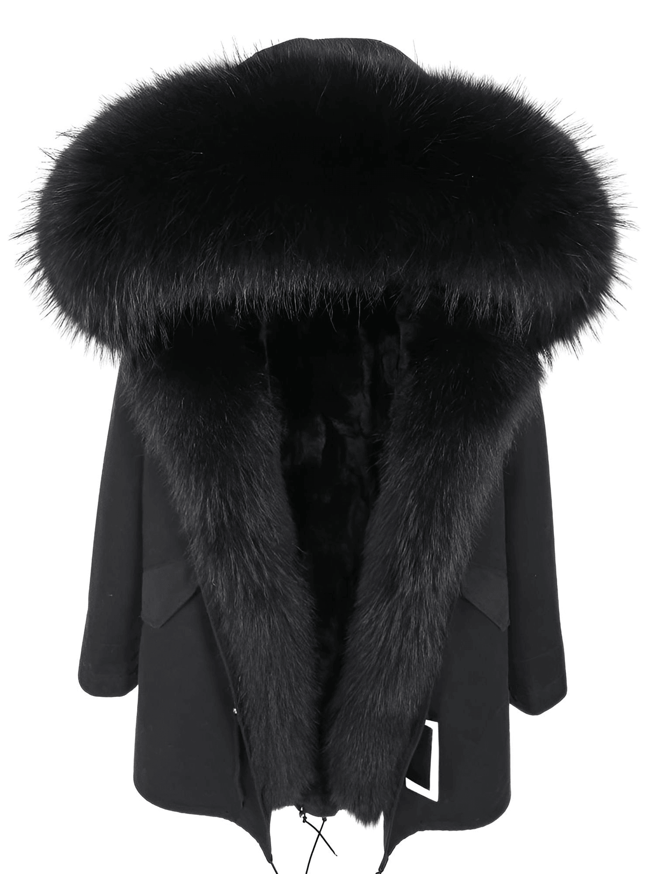 Women's Long Rabbit Fur Parka Real Fur Lining & Real Fox Fur Collar -, Coats , Drestiny , Army Green, Australia, Black, Blue Grey, Brown, Canada, Coats, Deep Pink, Grey, L, M, New Zealand, S, Silver, United Kingdom, United States, White, XL, XXL , Drestiny , www.shopdrestiny.com