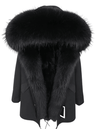 Thumbnail for Women's Long Rabbit Fur Parka Real Fur Lining & Real Fox Fur Collar -, Coats , Drestiny , Army Green, Australia, Black, Blue Grey, Brown, Canada, Coats, Deep Pink, Grey, L, M, New Zealand, S, Silver, United Kingdom, United States, White, XL, XXL , Drestiny , www.shopdrestiny.com