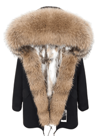 Thumbnail for Women's Long Rabbit Fur Parka Real Fur Lining & Real Fox Fur Collar -, Coats , Drestiny , Army Green, Australia, Black, Blue Grey, Brown, Canada, Coats, Deep Pink, Grey, L, M, New Zealand, S, Silver, United Kingdom, United States, White, XL, XXL , Drestiny , www.shopdrestiny.com