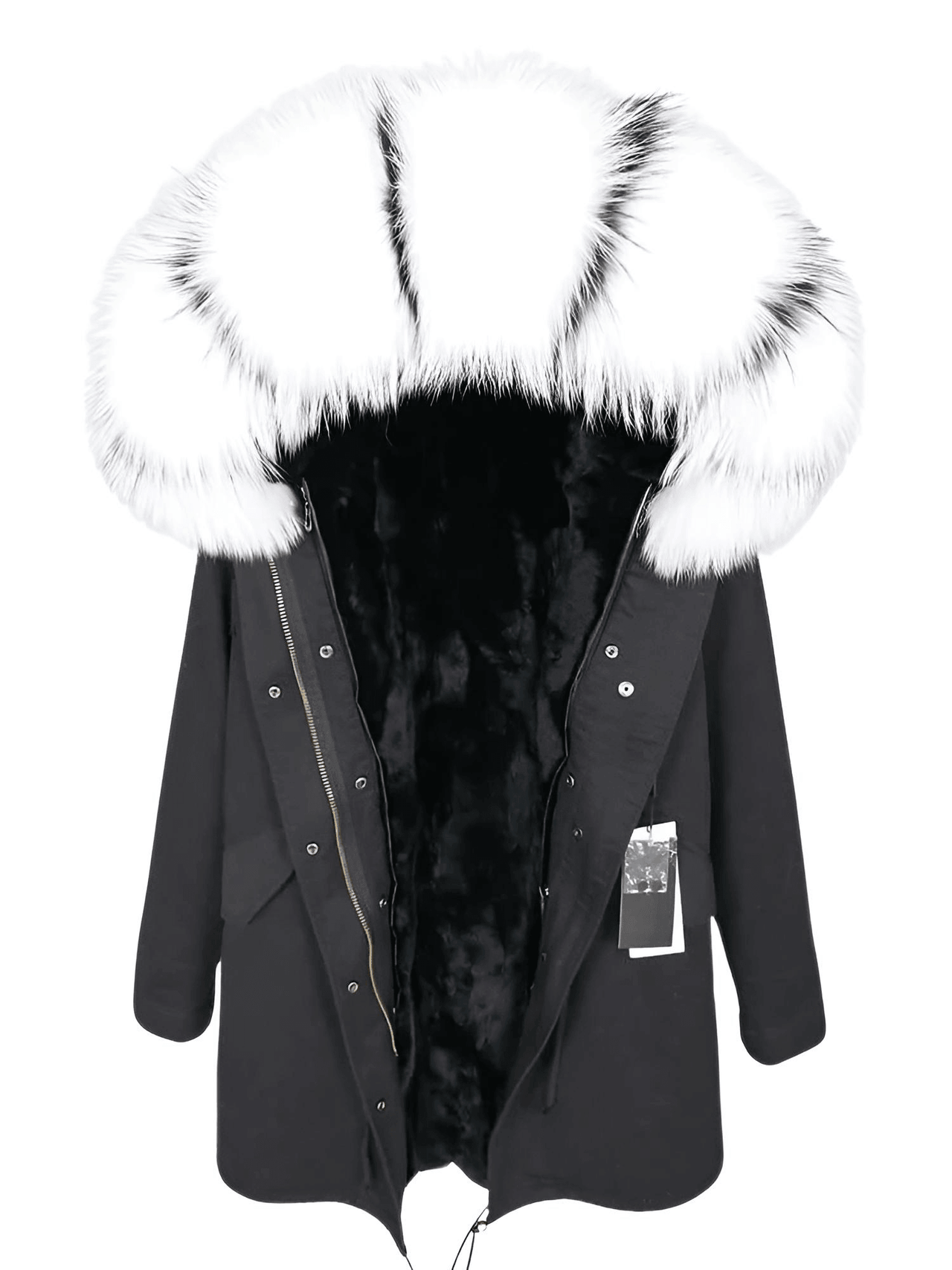 Women's Long Rabbit Fur Parka Real Fur Lining & Real Fox Fur Collar -, Coats , Drestiny , Army Green, Australia, Black, Blue Grey, Brown, Canada, Coats, Deep Pink, Grey, L, M, New Zealand, S, Silver, United Kingdom, United States, White, XL, XXL , Drestiny , www.shopdrestiny.com