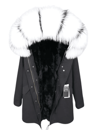 Thumbnail for Women's Long Rabbit Fur Parka Real Fur Lining & Real Fox Fur Collar -, Coats , Drestiny , Army Green, Australia, Black, Blue Grey, Brown, Canada, Coats, Deep Pink, Grey, L, M, New Zealand, S, Silver, United Kingdom, United States, White, XL, XXL , Drestiny , www.shopdrestiny.com