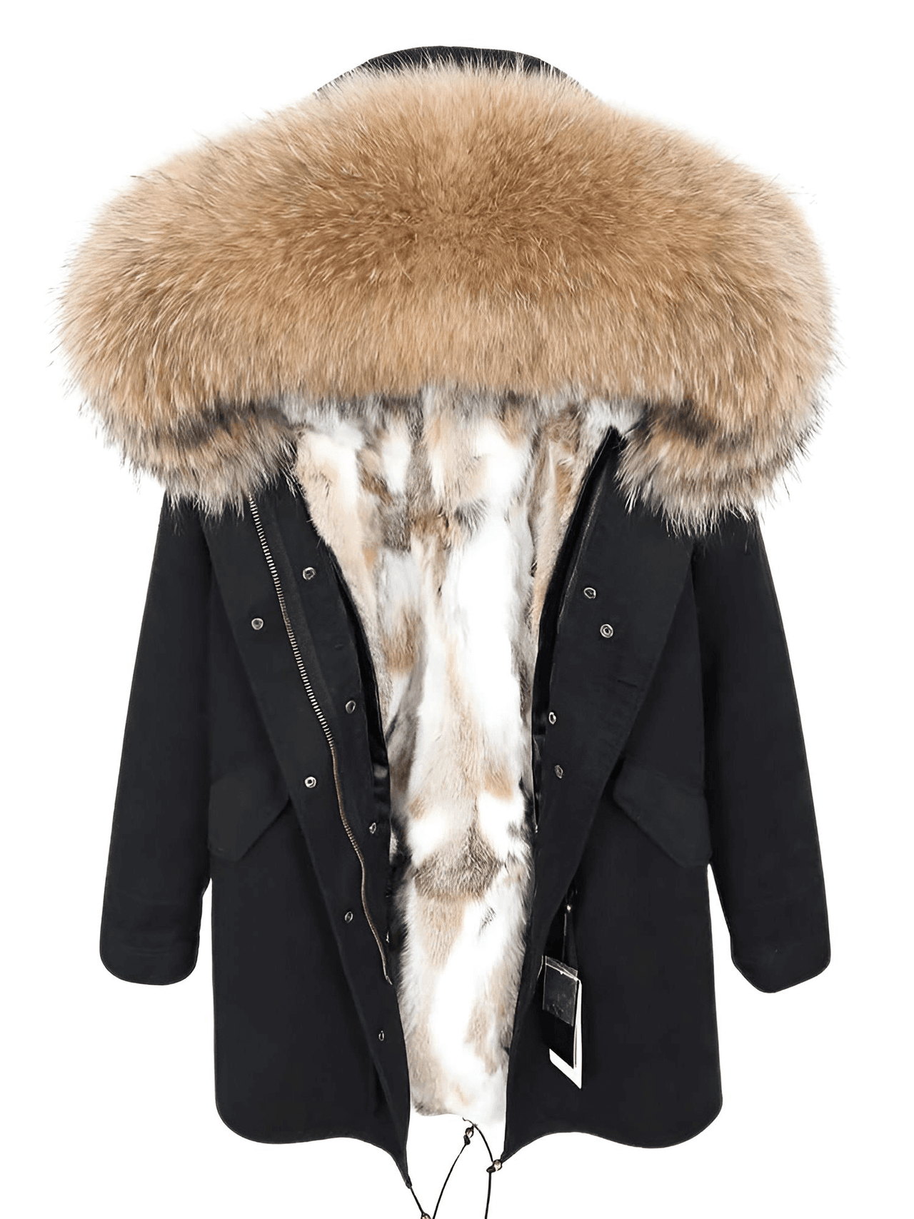 Women's Long Rabbit Fur Parka Real Fur Lining & Real Fox Fur Collar -, Coats , Drestiny , Army Green, Australia, Black, Blue Grey, Brown, Canada, Coats, Deep Pink, Grey, L, M, New Zealand, S, Silver, United Kingdom, United States, White, XL, XXL , Drestiny , www.shopdrestiny.com