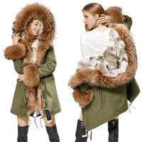 Thumbnail for Women's Long Rabbit Fur Parka Real Fur Lining & Real Fox Fur Collar -, Coats , Drestiny , Army Green, Australia, Black, Blue Grey, Brown, Canada, Coats, Deep Pink, Grey, L, M, New Zealand, S, Silver, United Kingdom, United States, White, XL, XXL , Drestiny , www.shopdrestiny.com