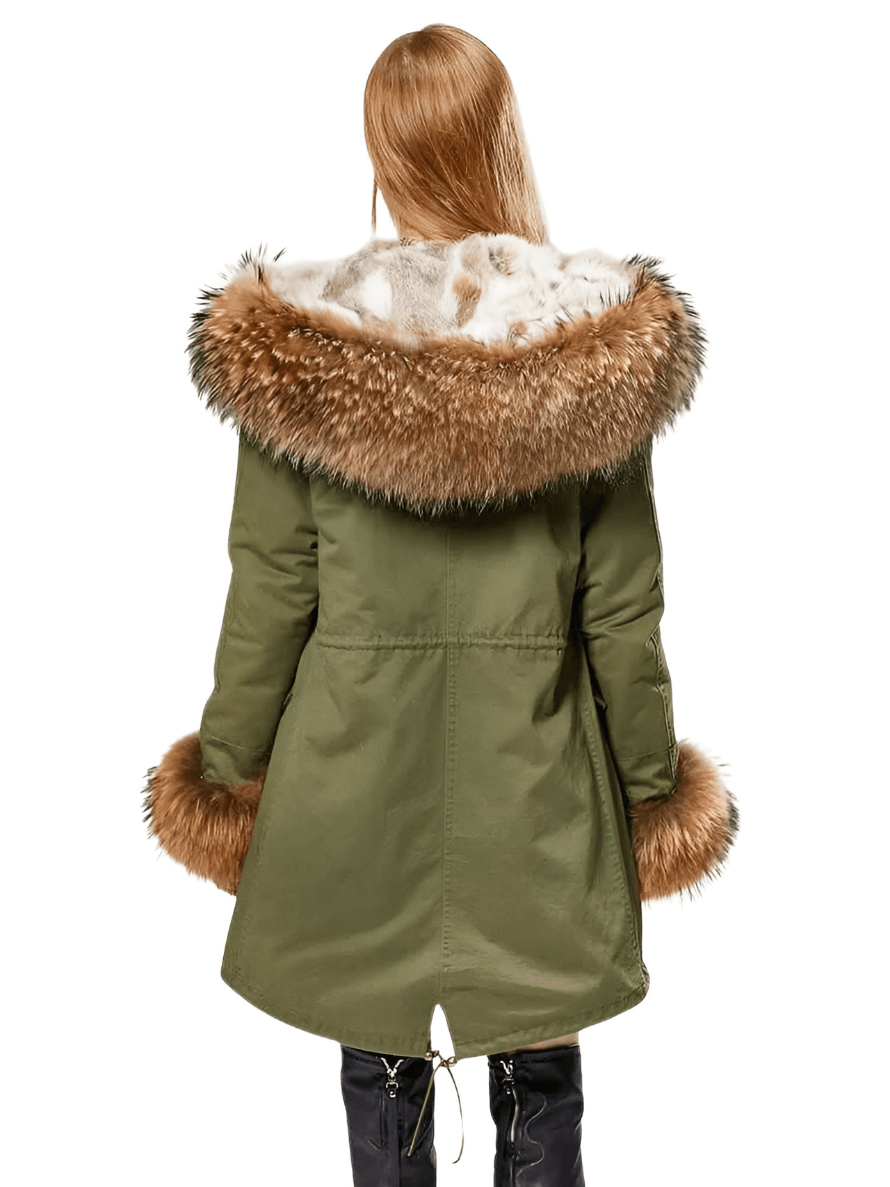 Women's Long Rabbit Fur Parka Real Fur Lining & Real Fox Fur Collar -, Coats , Drestiny , Army Green, Australia, Black, Blue Grey, Brown, Canada, Coats, Deep Pink, Grey, L, M, New Zealand, S, Silver, United Kingdom, United States, White, XL, XXL , Drestiny , www.shopdrestiny.com